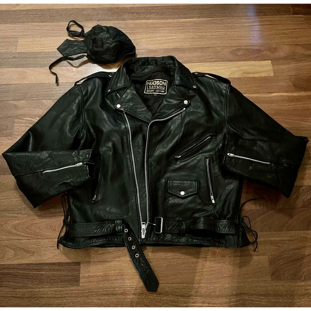 Hudson Leather Classic black Leather Motorcycle Jacket